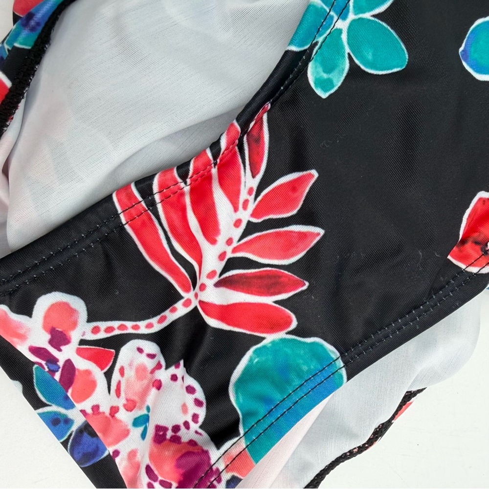 BLAIR Swimsuit Womens 18W Black Floral One Piece Scoopneck Bathing Suit - Picture 6 of 10